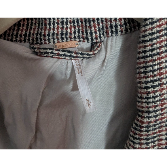 Free People Multi Tweed Linen Academia Blazer Jacket Small Lined P2 Fall Office - Picture 3 of 5